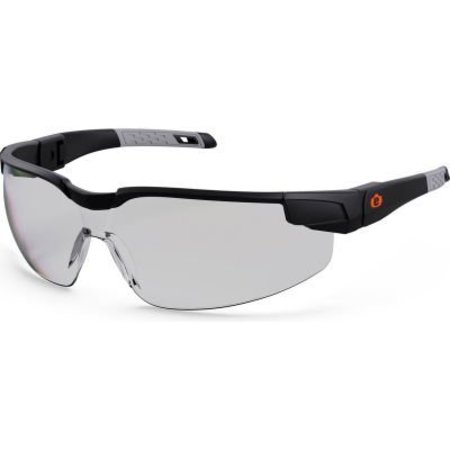 ERGODYNE Dellenger-AFS Safety Glasses w/ Adj. Temples, In/Outdoor Lens, Matte Black Frame 50067